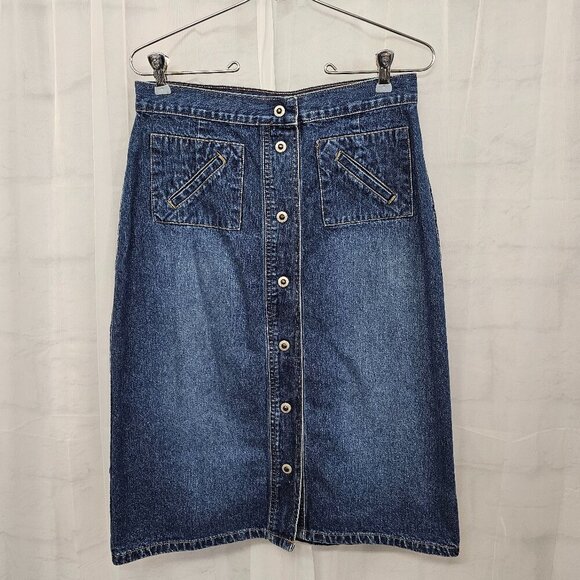 Vintage Carolina Blues Blue Denim Y2K Skirt Boho Retro 6 - Picture 1 of 10